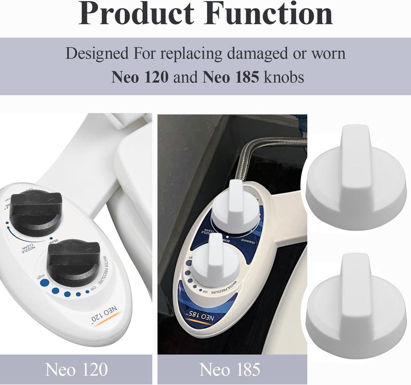WFCYX Bidet Seats Replacement Knob Compatible With Luxe Bidet Neo 120 & Neo 185, Knob Accessories for Luxe Bidet Neo 120 & Neo 185, Neo Knob, Non-Electric Bidet Attachment for Toilet Seat, 2 Pcs White - Image 4